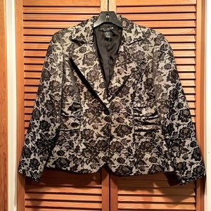 Metallic floral lace print jacquard jacket